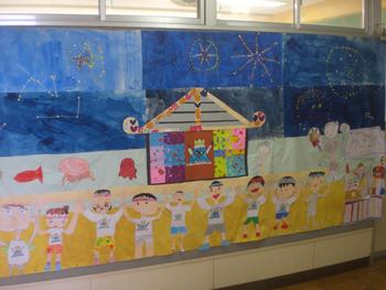 廊下壁面飾り 夏 富士見台小学校