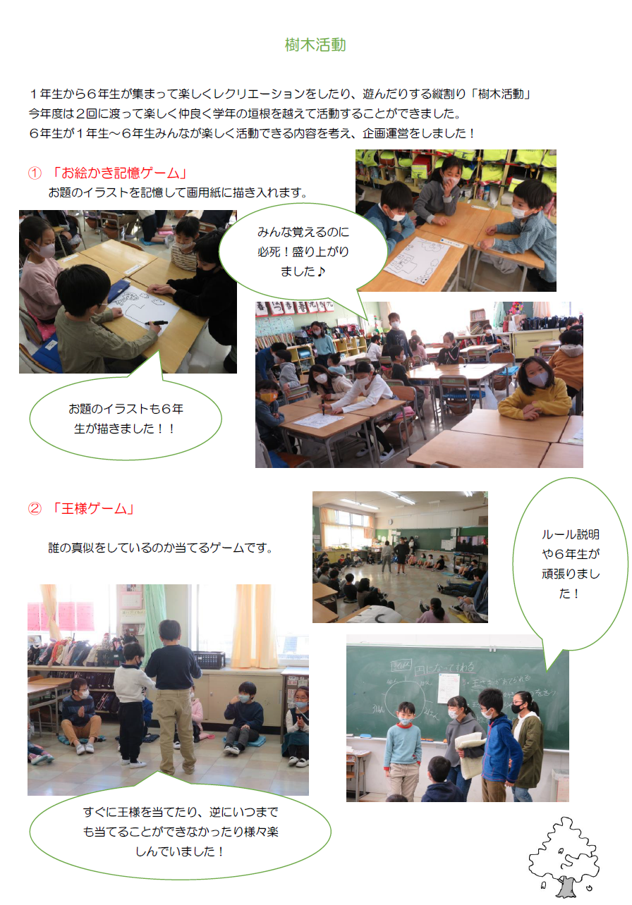 樹木活動 東品濃小学校 樹木活動 東品濃小学校