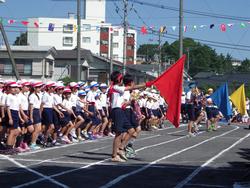 赤・青・黄！元気に入場行進！