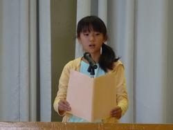 ６年生代表児童のスピーチ