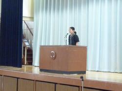 平和スピーチコンテスト校内発表