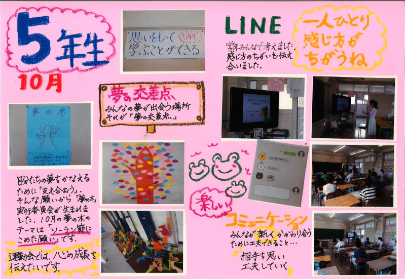 5年生　「夢の交差点」「LINEについての学習」の様子