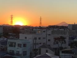 夕焼けと富士山